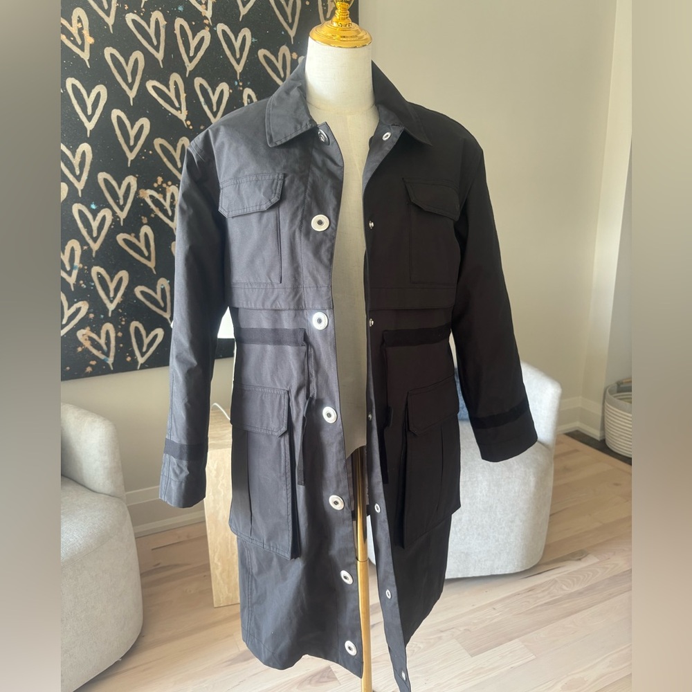 Hunter Black Utility Rain Jacket with Snap Buttons